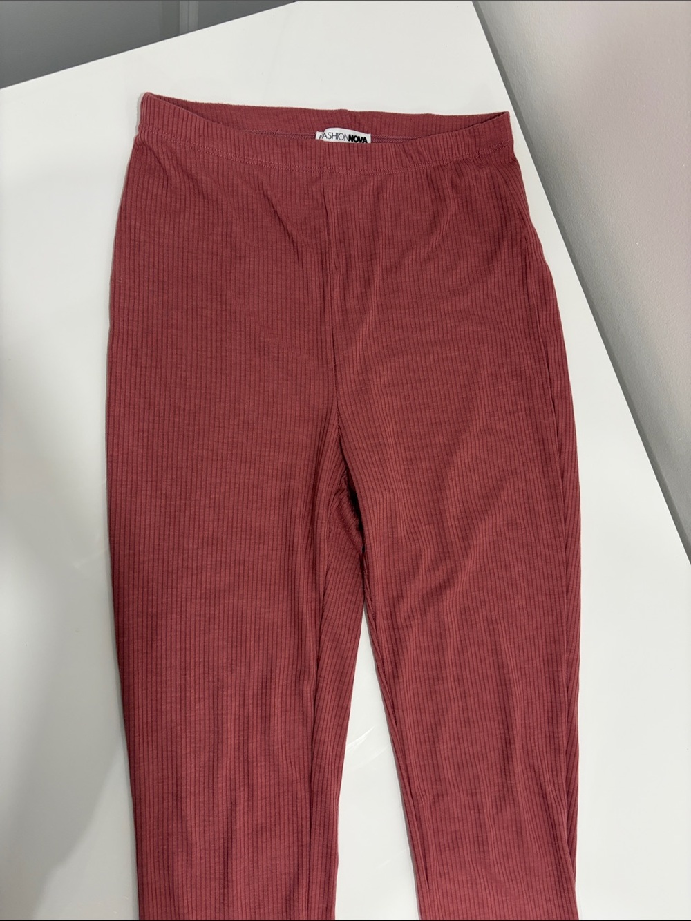 Fashion Nova Ribbed Leggings - Dusty Rose